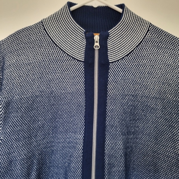 Robert Graham Mens XL Jacket Sweater Long Sleeve Zip Front Classic Fit Blue $228 - Picture 2 of 11